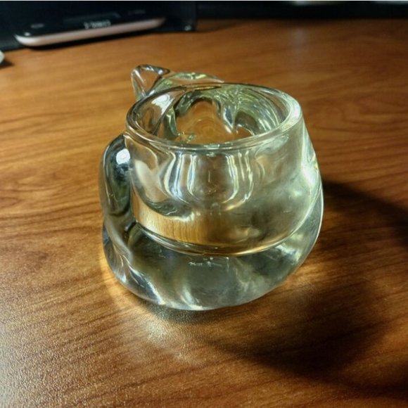 Vintage AVON SLEEPING CAT Clear Glass Votive Tealight Candle Holder 1980 4.5x2.5 - Picture 9 of 10